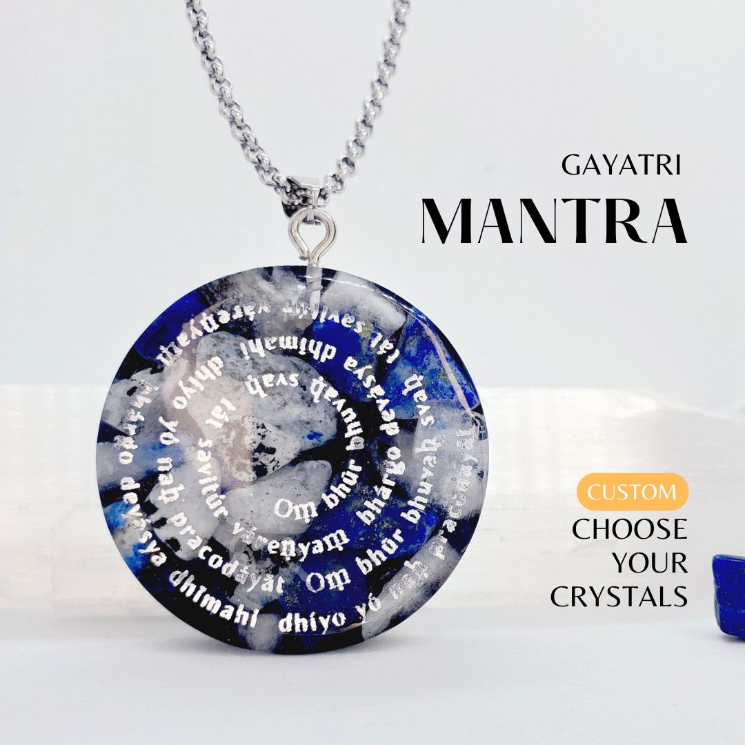 Gayatri Mantra Custom Orgone Energy +50 crystals. Harmony, Clarity, Meditation