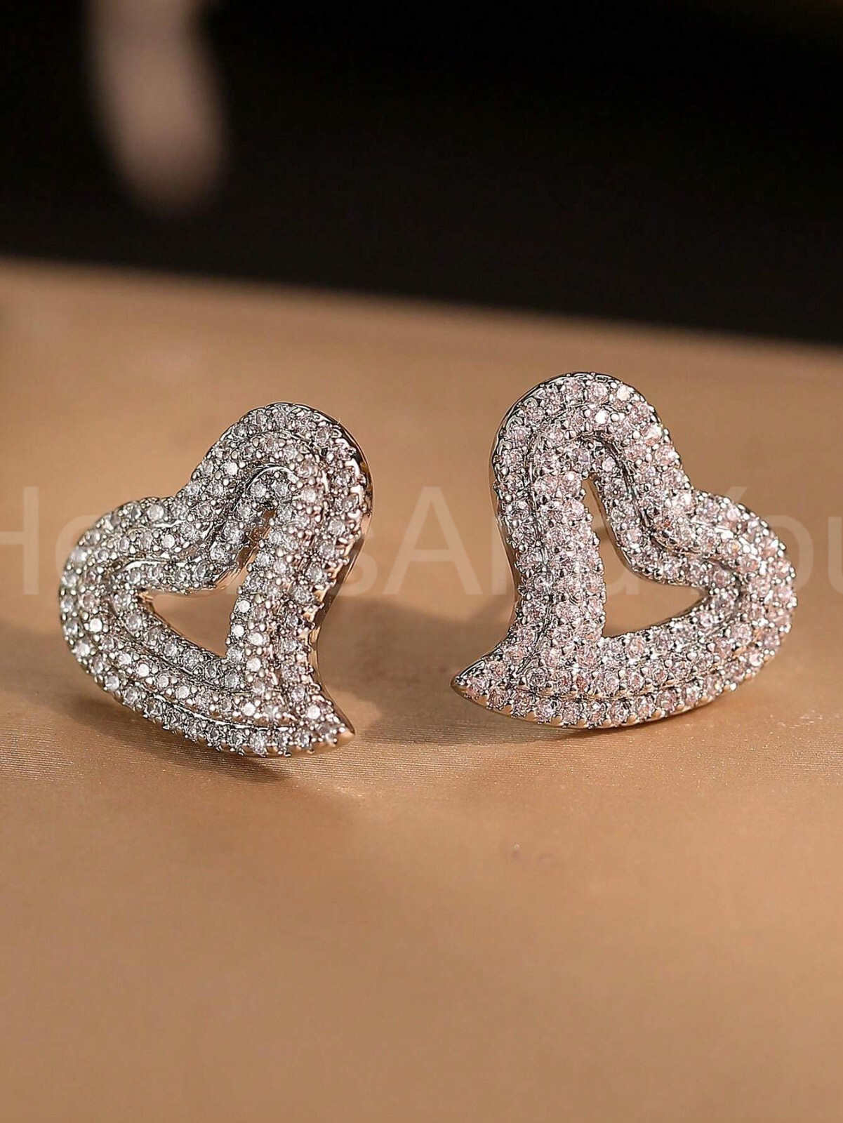 2ct Round Cut Moissanite Cluster Heart Valentine Stud Earrings White Gold Plated