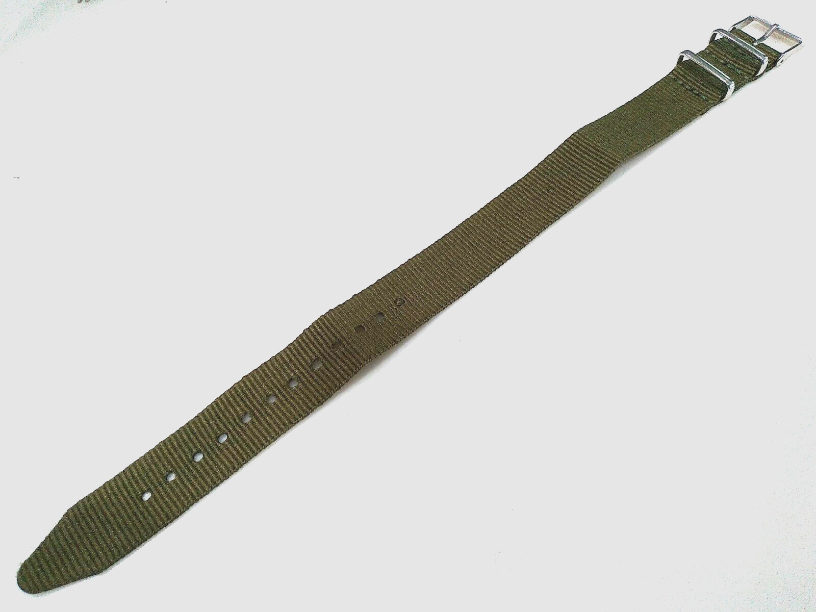 10 5/8″ Long 18mm Nylon Solid Army Green Easy Pass Thru Watch Band One Piece