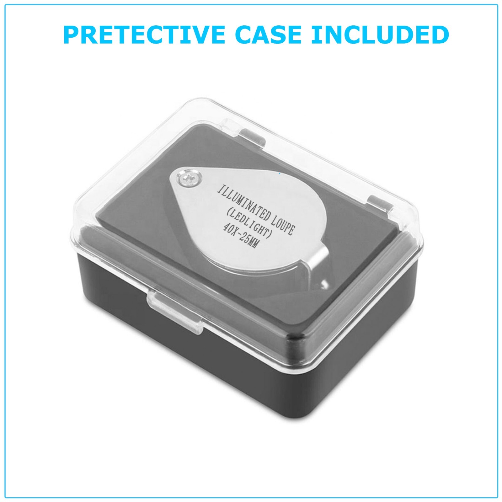 40X Jewelers Loupe Magnifier Light Jewelry Eye Loop Pocket Magnifying Glass Coin