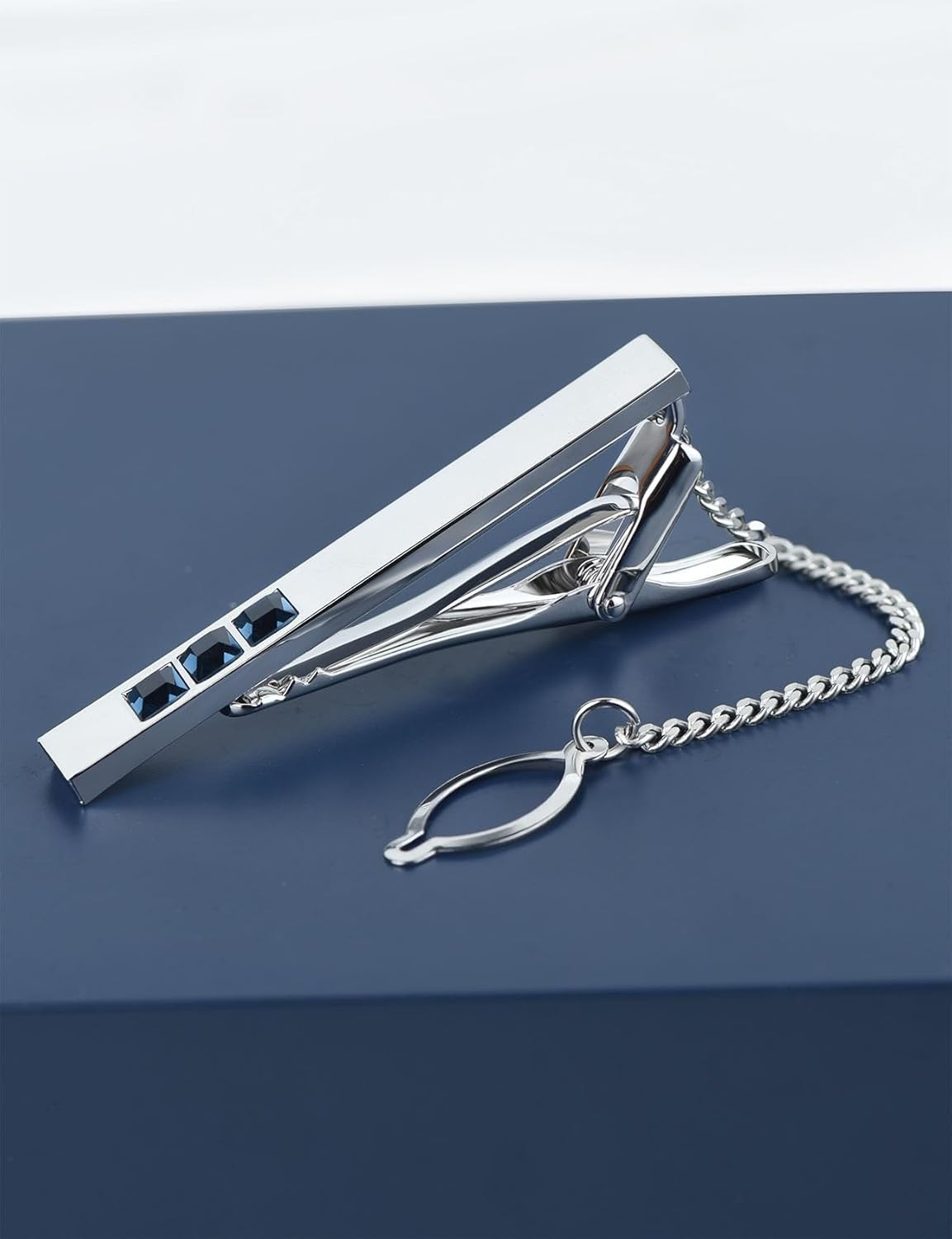 Men’s Classic Luxury Zircon Crystal Tie Clip Silver Tone Light Brass Regular