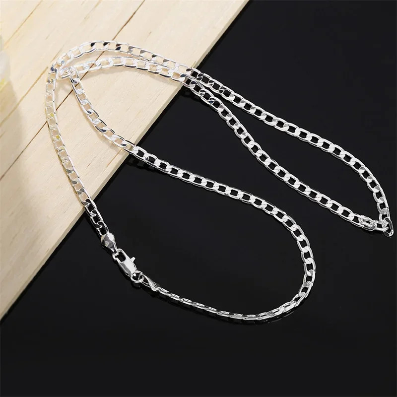 Men’s 925 Stamped Silver Cuban Link Chain Necklace Lobster Clasp Unisex
