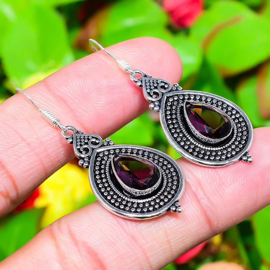 Amethyst Gemstone 925 Sterling Silver Gift Jewelry Earring 1.97″ Gift for Her y8
