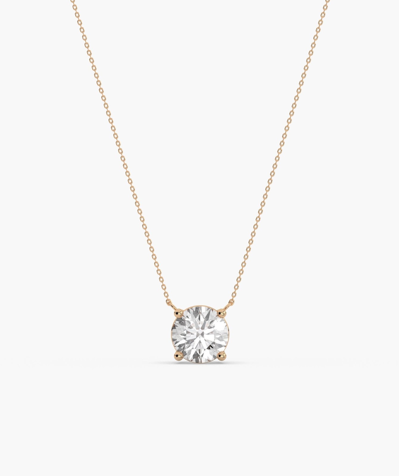 14K Gold Round Lab Grown Diamond Minimalist Solitaire Pendant Necklace For Woman