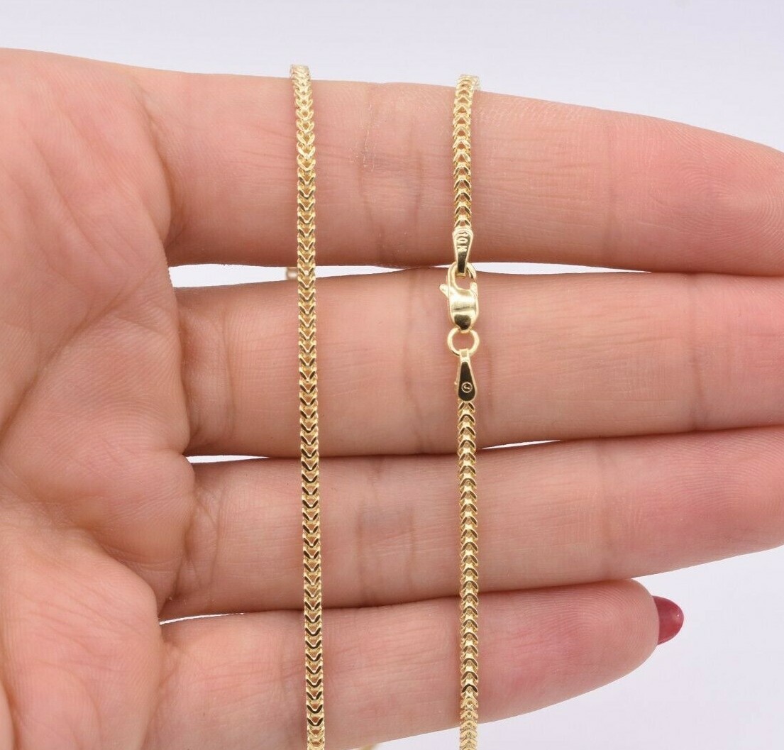 1.8mm Franco Link Chain Necklace Lobster Clasp Real 10K Yellow Gold ALL SIZES