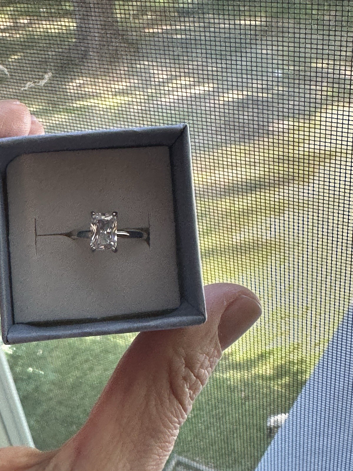 Radiant Cut 1CT Diamond Alternative Engagement Ring – Size 5, Gift Box Included