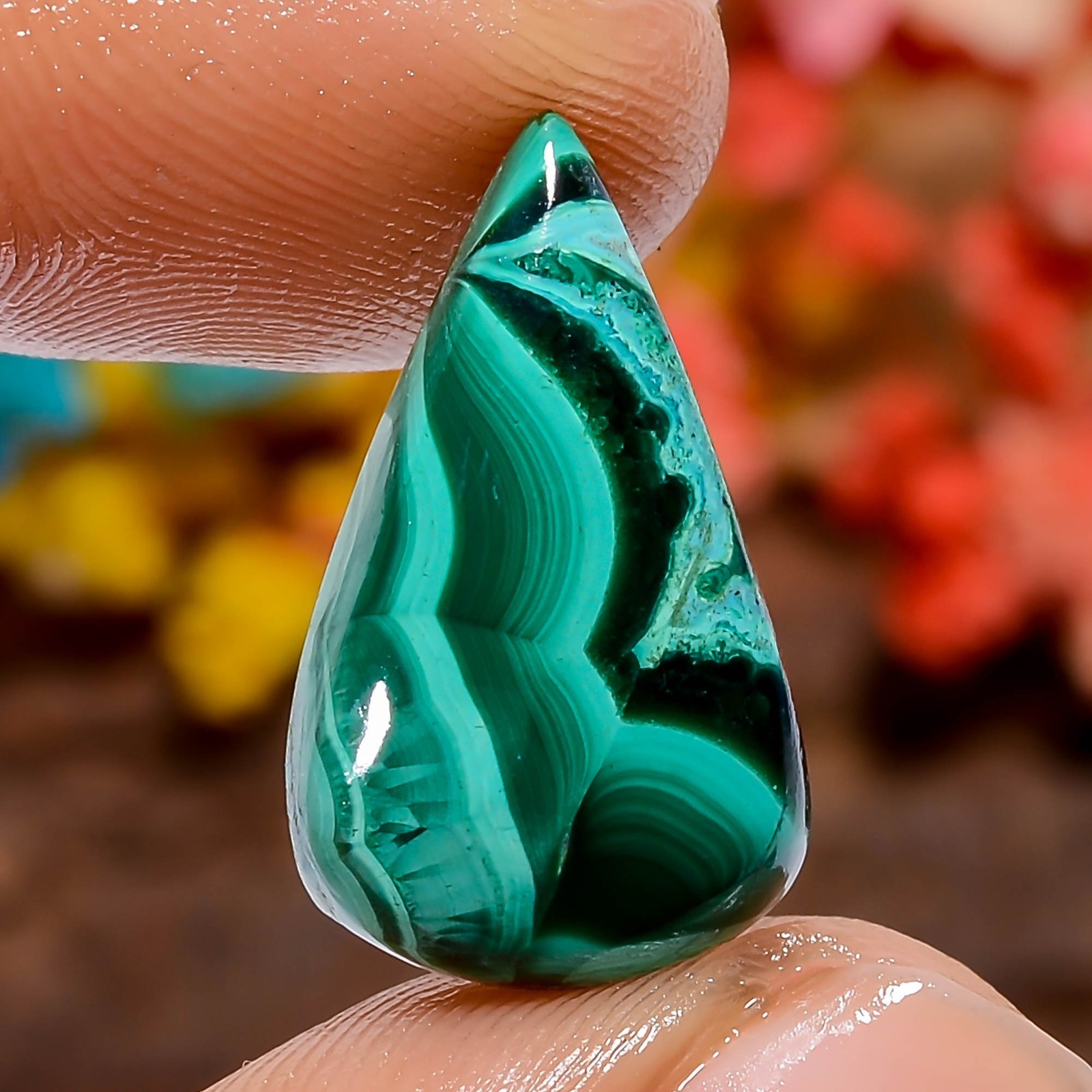 Natural Malachite Pear 12Ct Loose Polished 19X11X3mm Bracelet Loose Gemstone