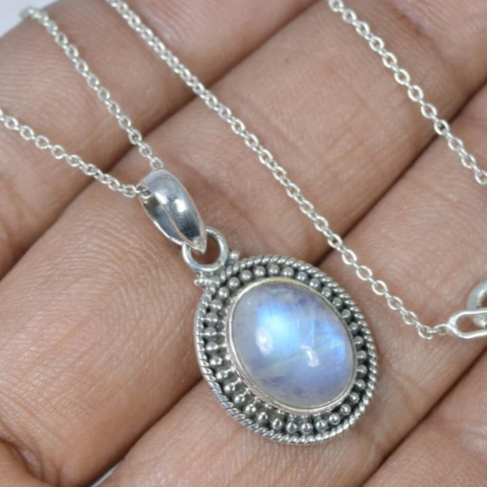 Moonstone Gemstone 925 Sterling Silver Handmade Jewelry Pandant Women Gift E-551