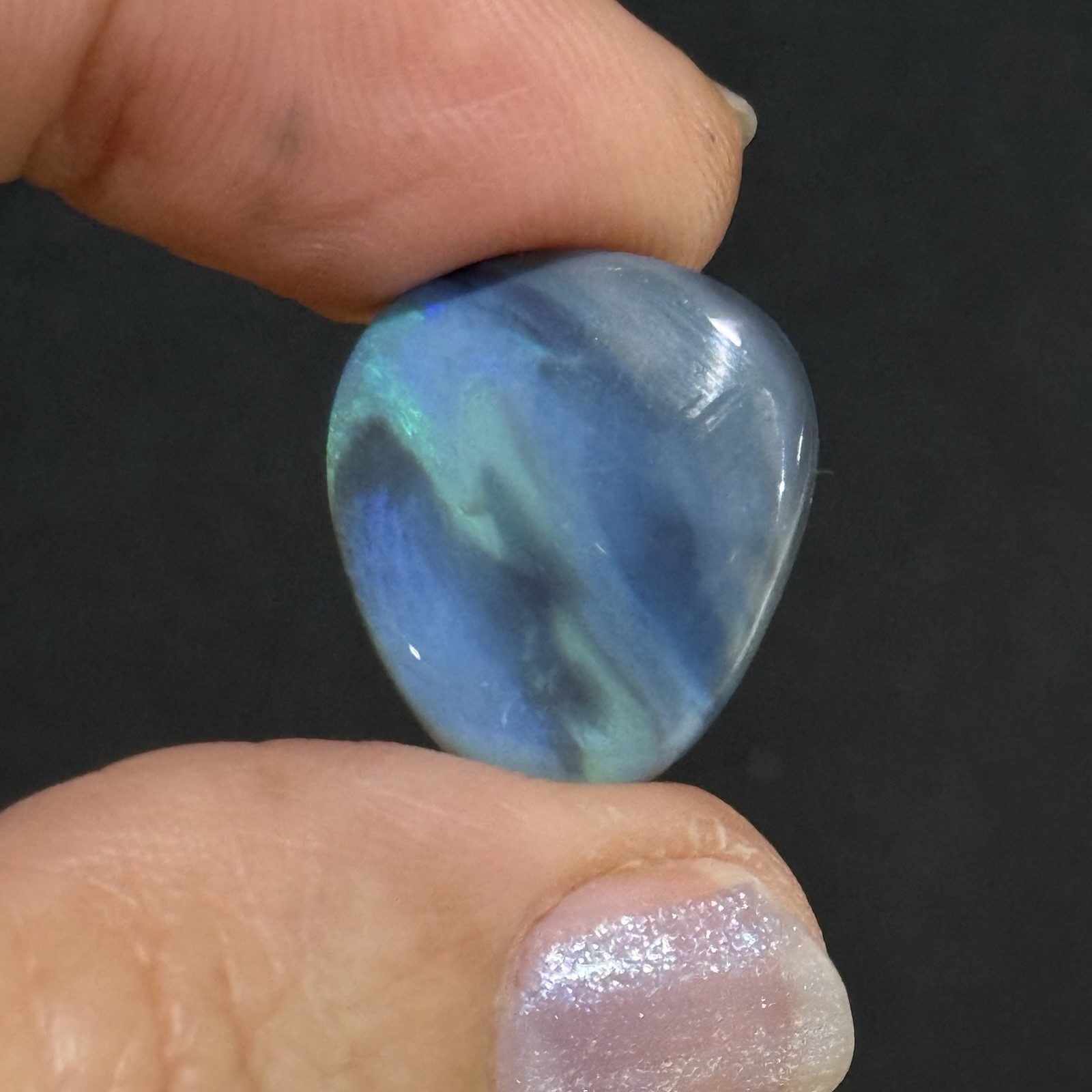 9.05ct 18.8×16.7×3.9mm Solid Picture Australian Black Opal Cabochon Loose Gem