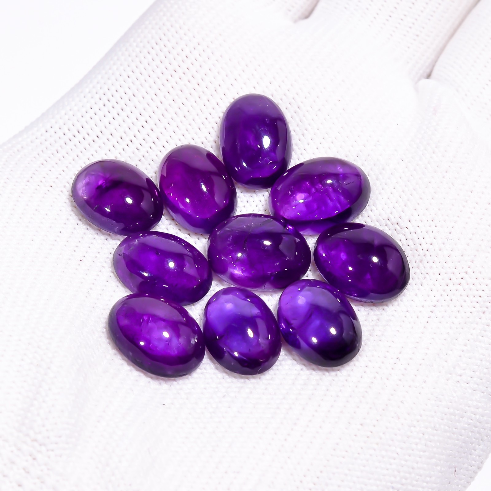 Natural Purple Amethyst Gemstone Oval Shape Cabochon 10 Pc Lot 64 Ct 14X10X5 mm