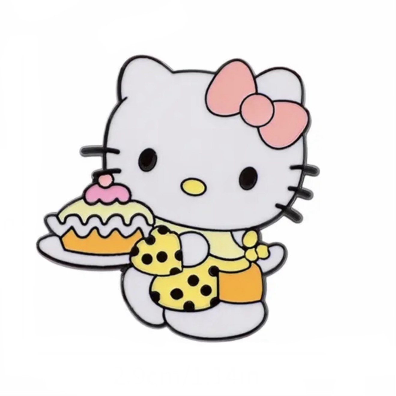 Hello Kitty As A Baker Holding A Cake W/ Cherry On Top, Enamel, Pin, Brooch.