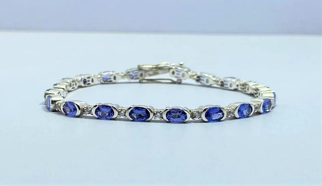 Tanzanite Tennis Bracelet 925 silver, natural tanzanite stones, jewelry for gift