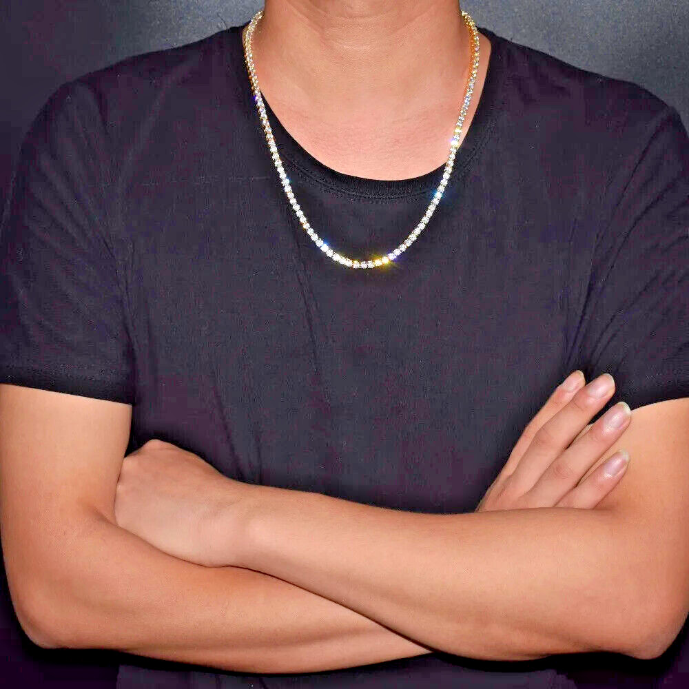 Tennis Chain Necklace Zircon Men Women Iced Out Hip Hop 6mm Copper Love Gift New