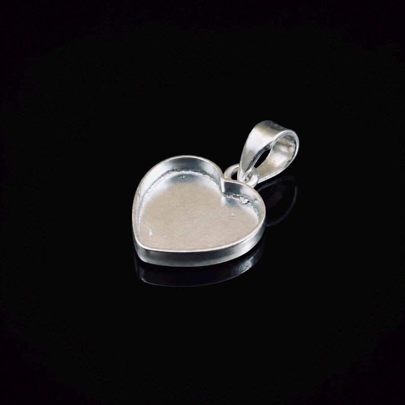 925 Sterling Silver 10mm Heart Bezel Pendant Setting Blank Handmade DIY Jewelry