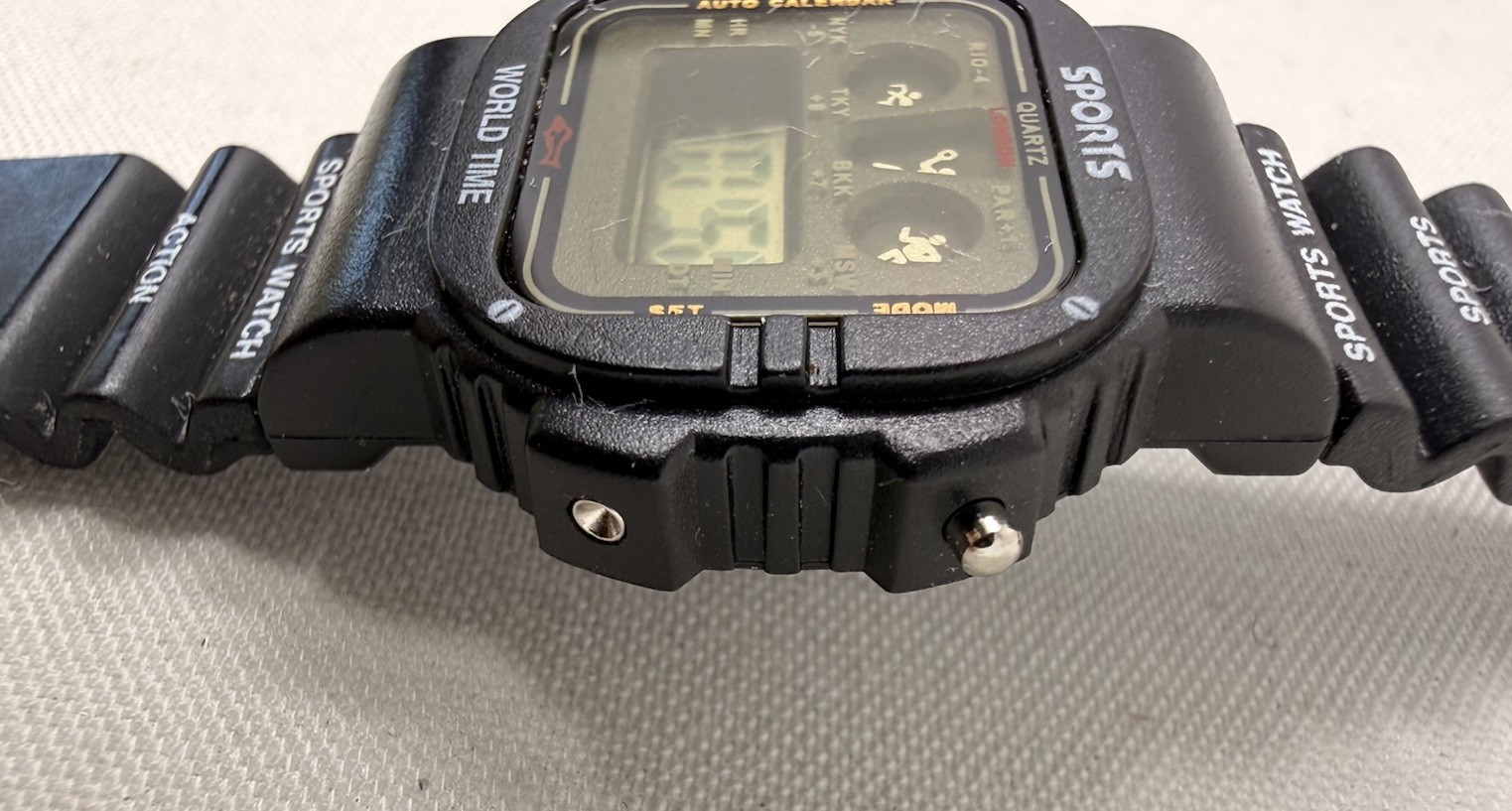 Vtg Success Quartz Digital Sports Watch Black Resin Strap Retro New Battery
