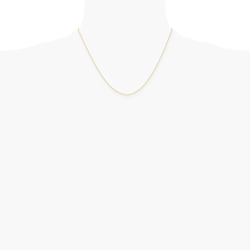 14K Yellow Gold .4 Mm Carded Cable Rope Chain Necklace 16″-24″