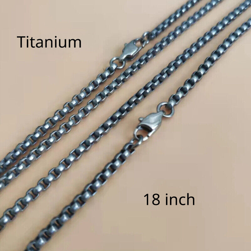 Pure Titanium Box Chain Necklace 3mm Men Unisex NO Allergic Skin Care Health 18″