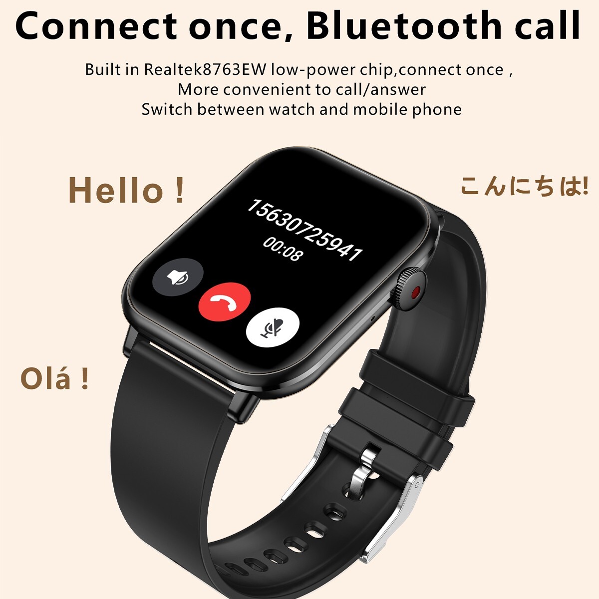 Smart Watch Bluetooth Call Heart Rate BP Monitor Waterproof Watch♬