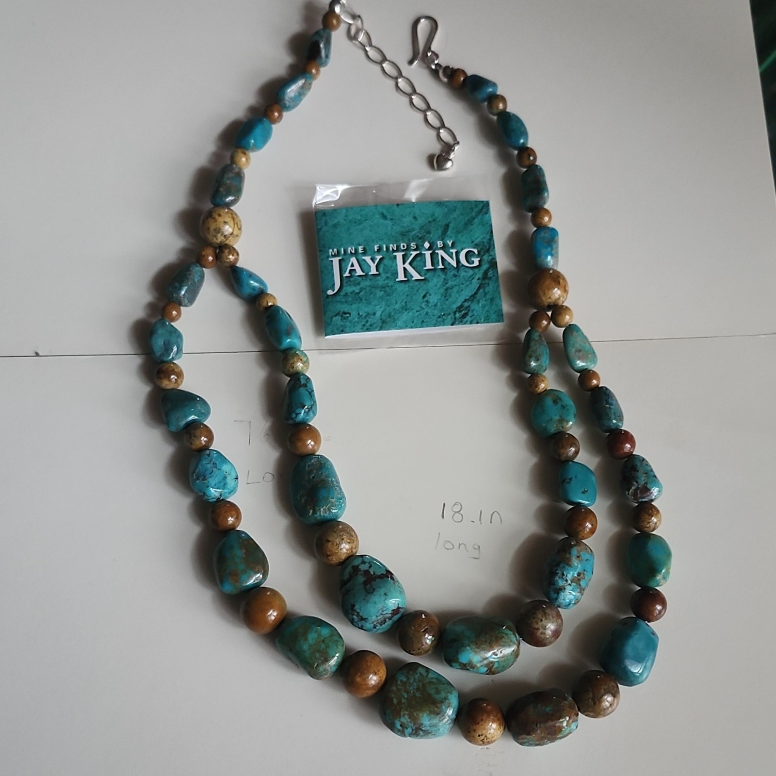 Mine Finds by Jay King Handcrafted Beaded Turquoise Brown Necklace 18in