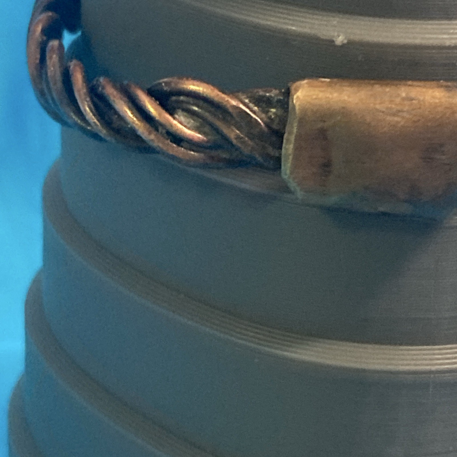 Twisted copper rope bangle cuff bracelet, size 6 1/2 to 7 in, adjustable