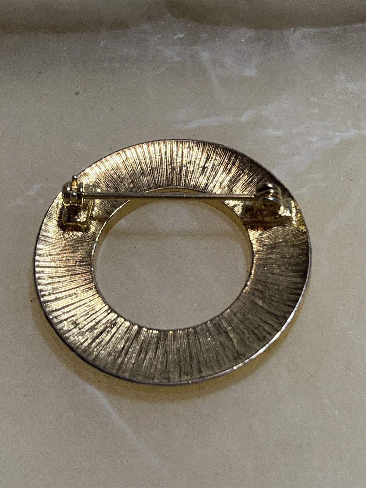 Black Yellow Red Green Orange Enamel Circle Brooch Pin Gold Tone Rainbow