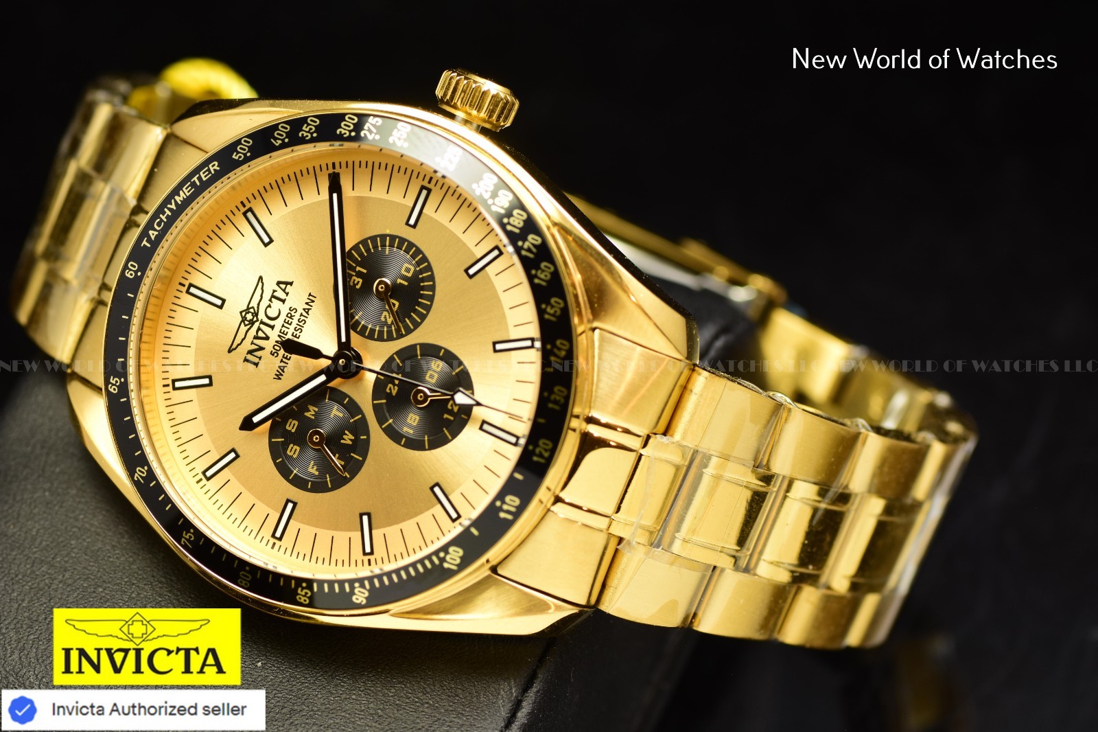 NEW Invicta Men’s Specialty Pilot 44mm Gold-tone SS Chronograph Quartz Watch