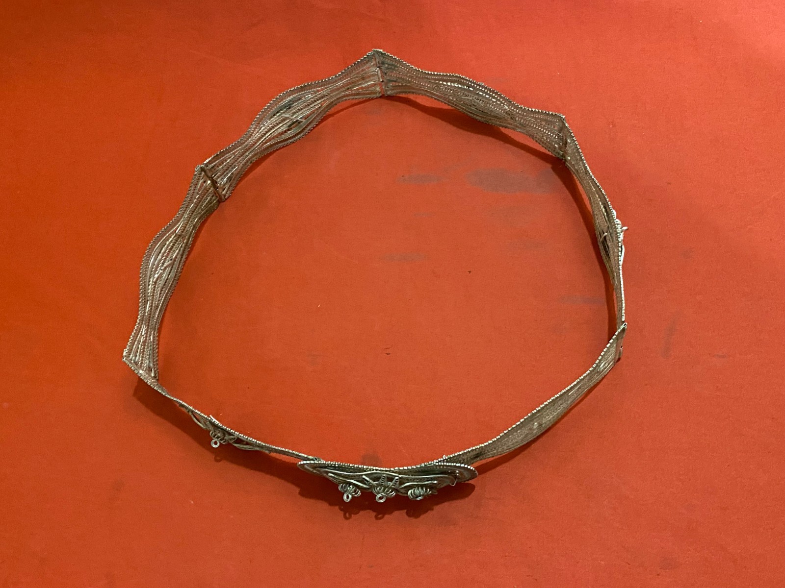 OLD ALBANIA FILIGREE BELT BUCKLE ORNAMENT FOLK COSTUME WEAR
