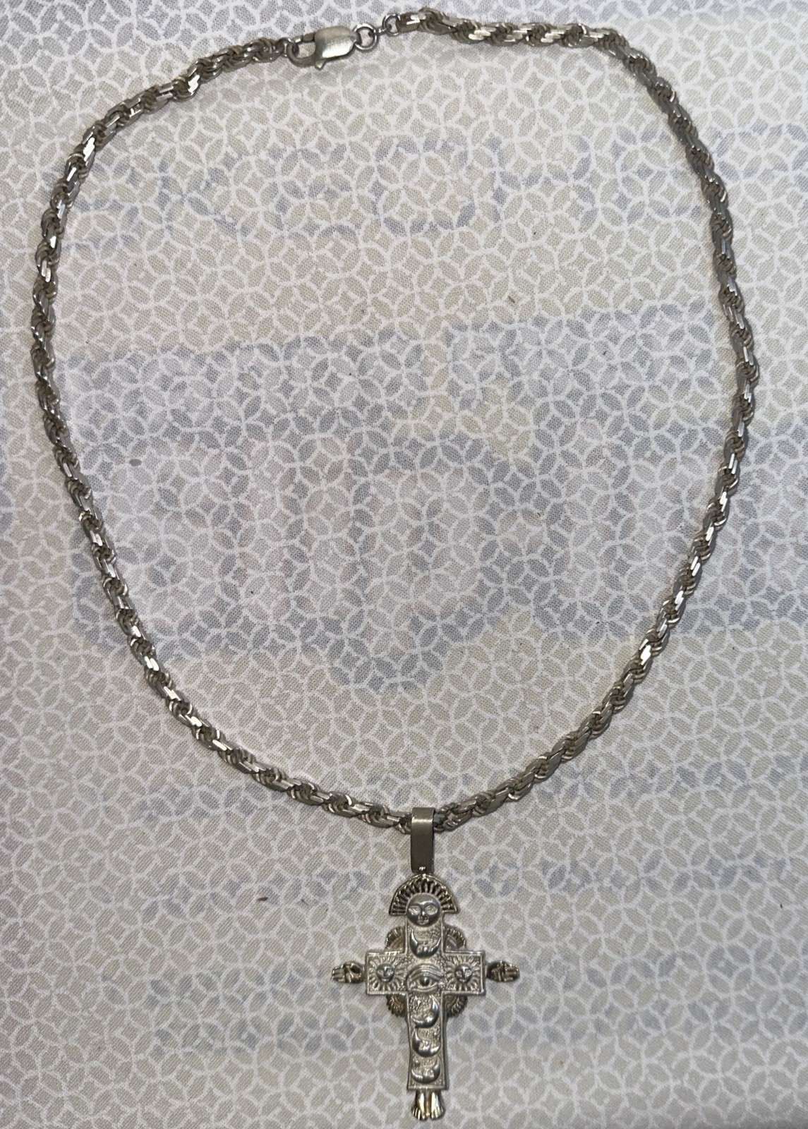 Vintage Sterling Silver & Vermeil Cross Necklace By Sergio Bustamante & Chain