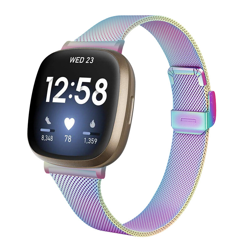 For Fitbit Versa 3 /Sense Stainless Steel Metal Milanese Mesh Watch Band Strap