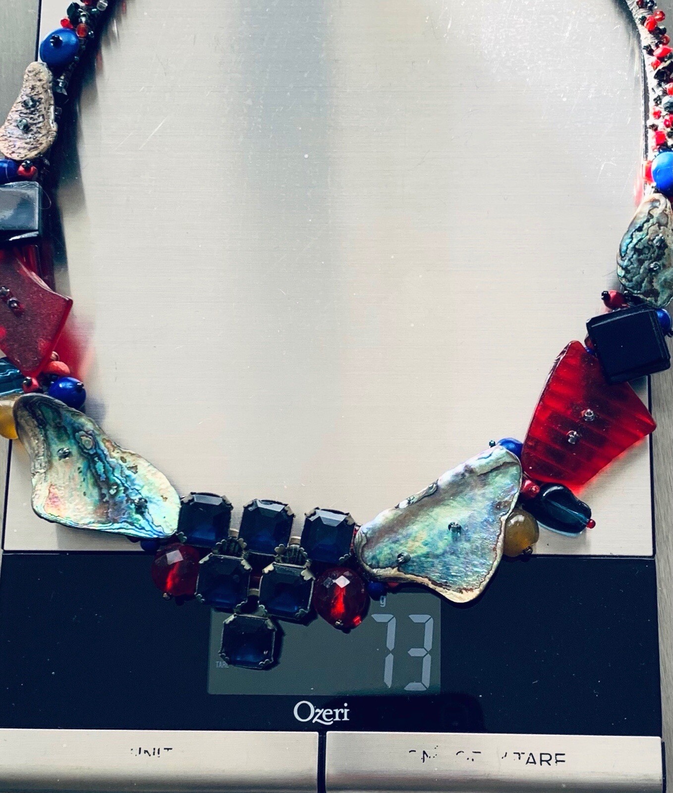 ARTISAN UNIQUE MIXED MEDIA 15 INCH COLLAR NECKLACE