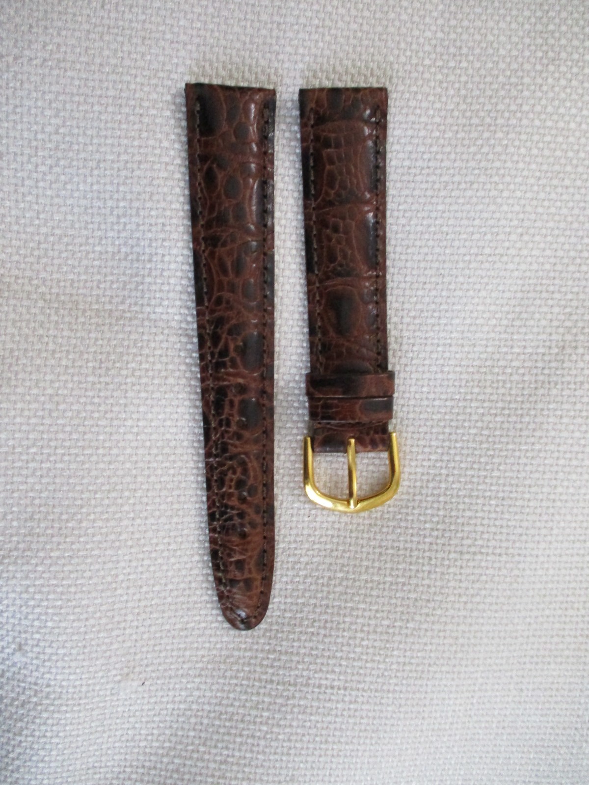 GENUINE leather usa watchstrap watch band strap 18mm brown croco grain gold