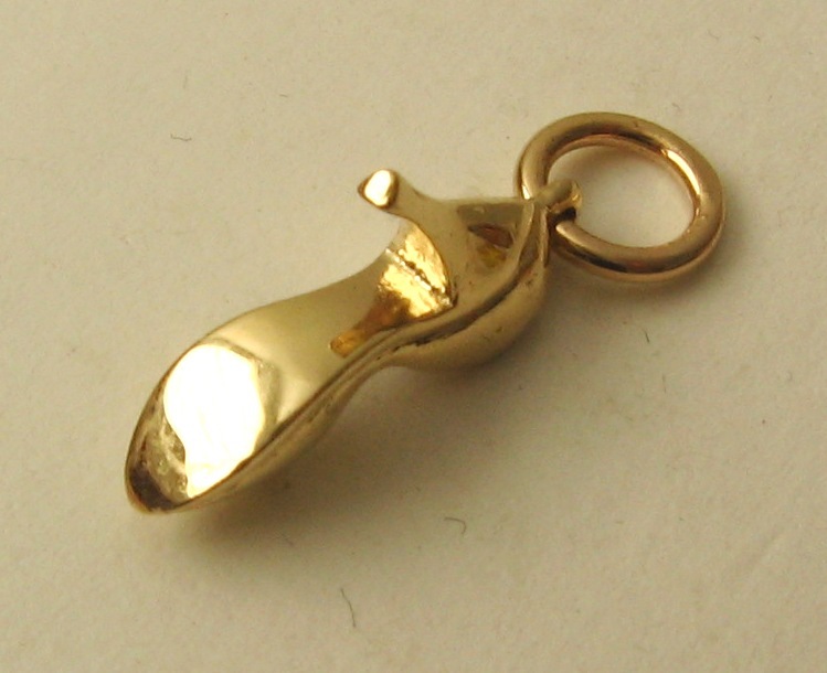SOLID 9K 9ct Yellow Gold 3D HIGH HEEL stiletto Shoe Cinderella Charm Pendant