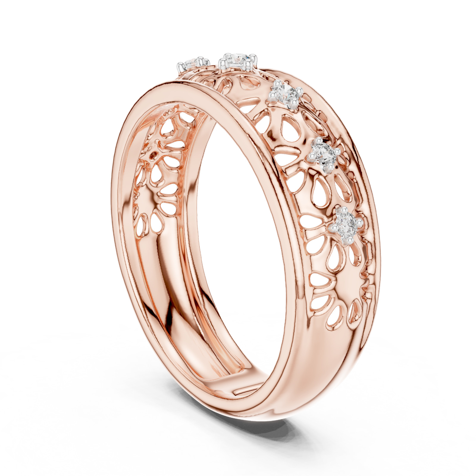 Natural Certified Diamond Half Eternity Lovely Engagement Ring 14k Gold Over
