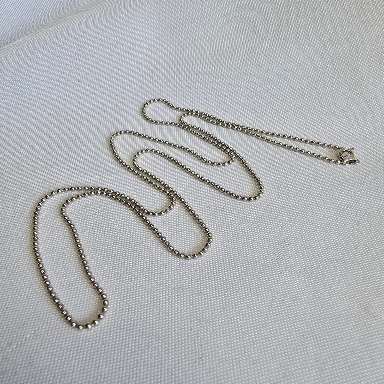 Sterling Silver Necklace 7.71g Fine Jewelry 30″ Ball Chain Spring Ring