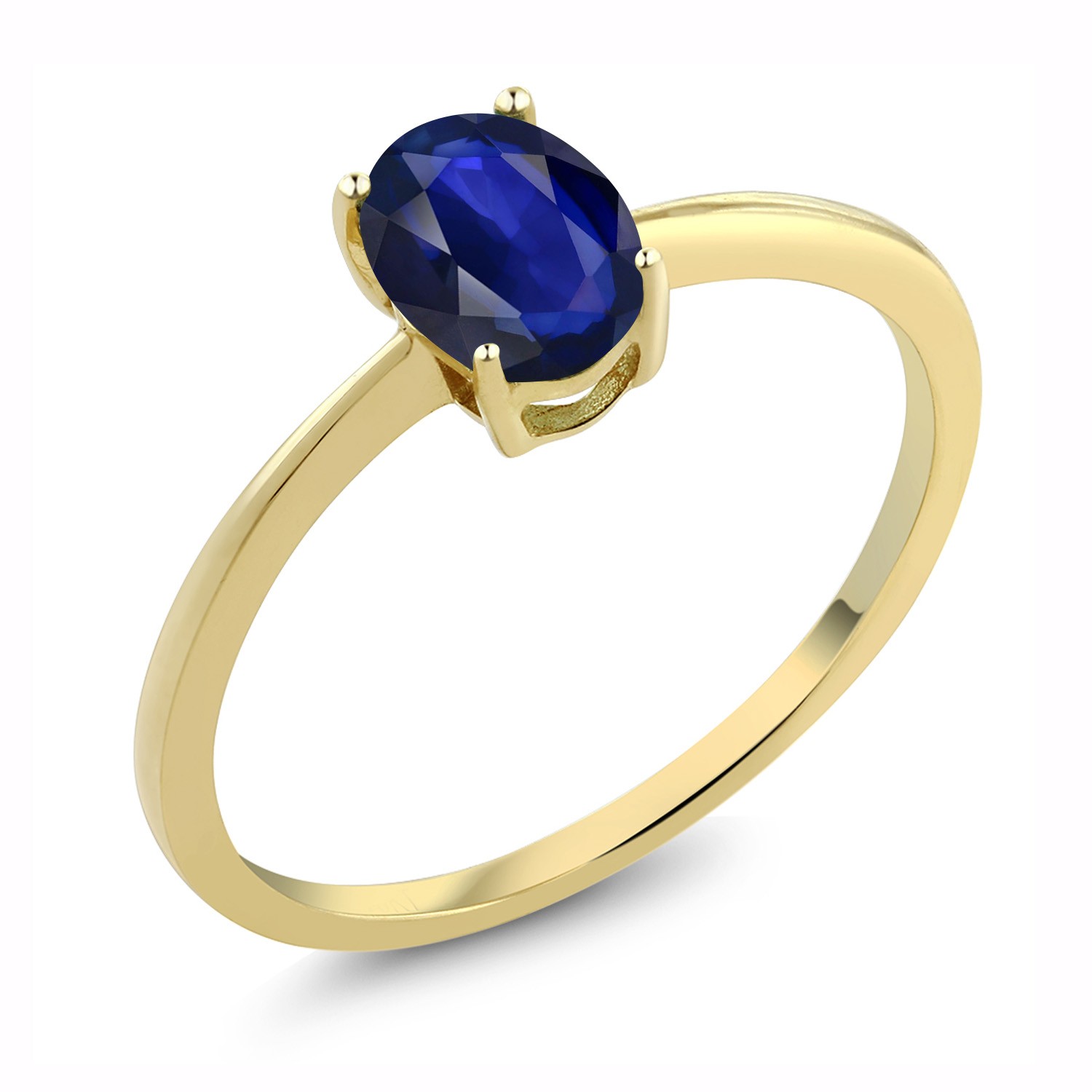 0.57 Ct Oval Blue Sapphire 10K Yellow Gold Ring
