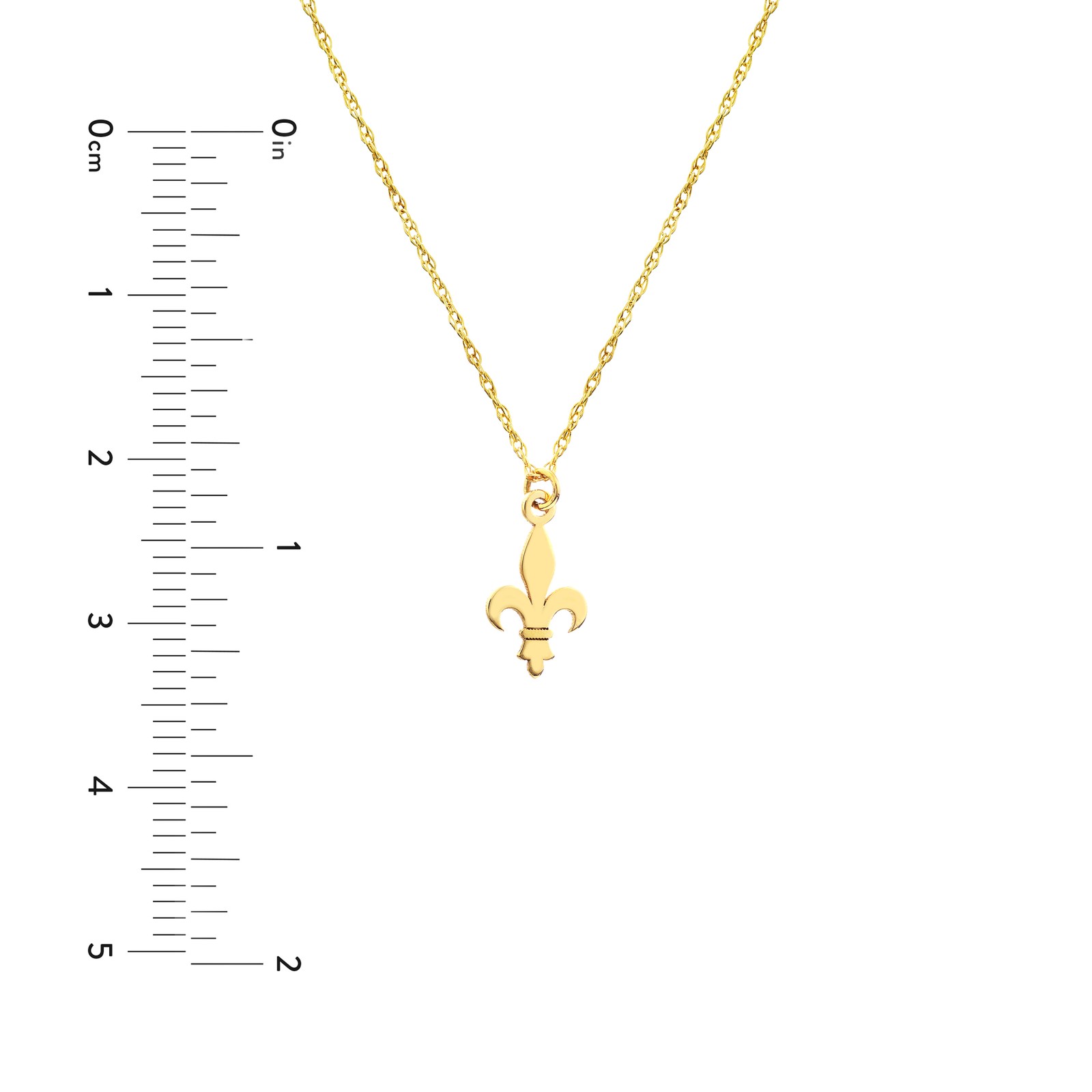 Mini Fleur De Lis Adjustable Chain Necklace Real 14K Yellow Gold Up to 18″