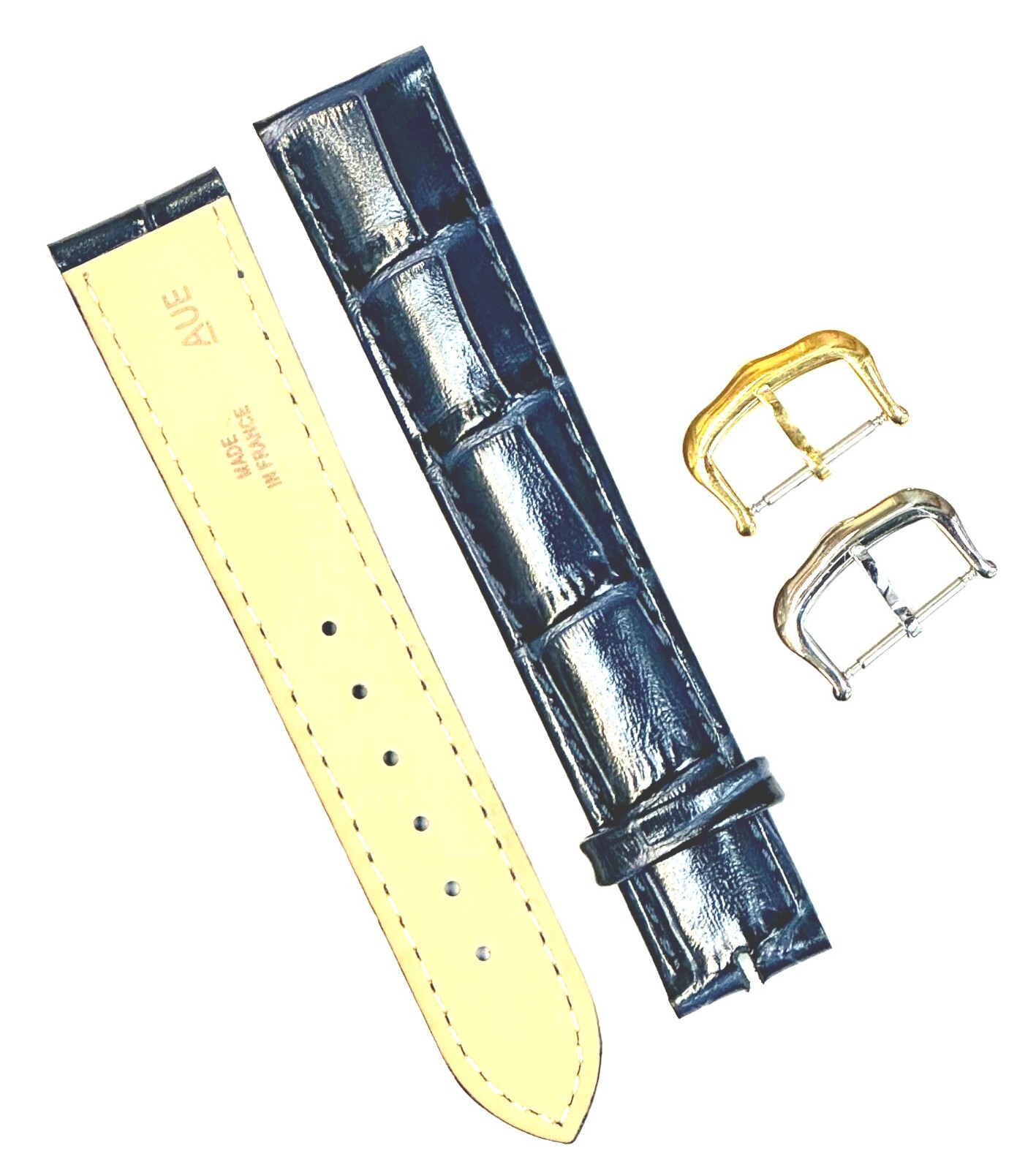 Watch Band For Cartier Tank Antique Alligator Grain Size 20x18mm D.Blue Color