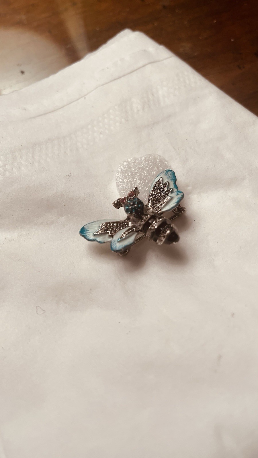 Art Deco Bee Brooch Pin, VTG, Crystals, Enameled Details.