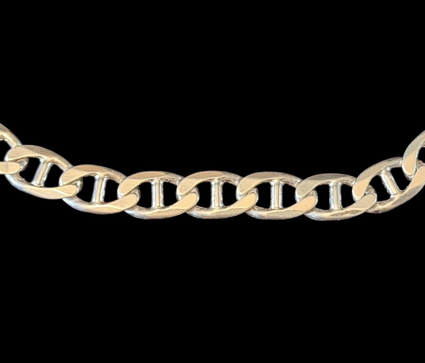 925 Sterling Silver Flat Mariner Link Chain 22” Necklace 11mm ~ 60 Gram ITALY KC