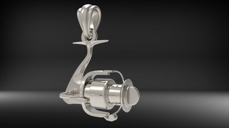 Fishing Reel Pendant | 999 Fine Silver 19mm | Handmade USA
