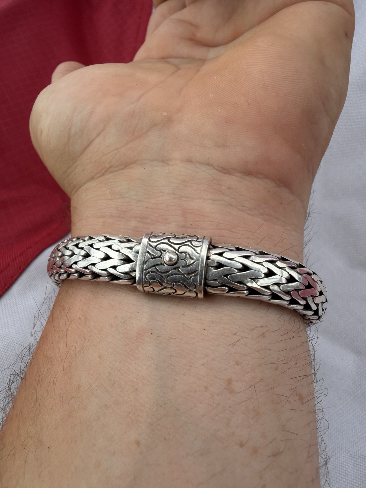 John Hardy Sterling Bracelet 925 Full Link Polished Twisted Size 7.25