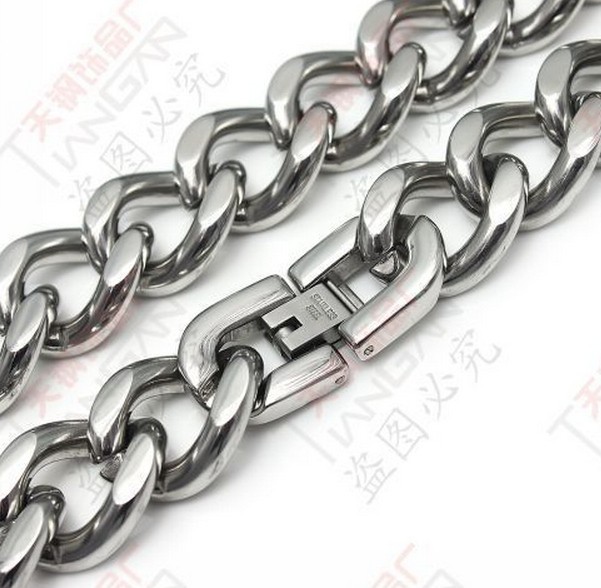 20″-40″ Pure Stainless steel 15mm Heavy Cuban Curb Link Necklace Chain for men