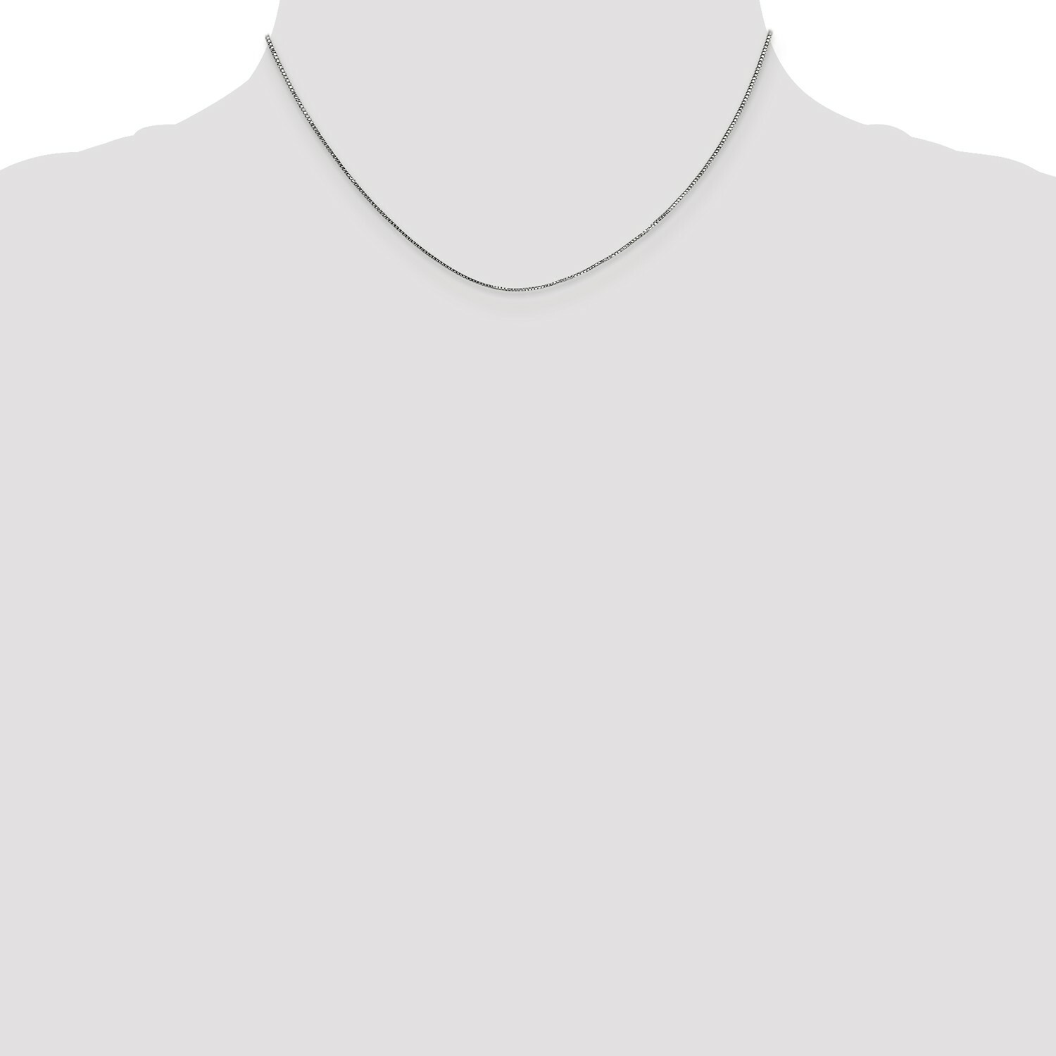 14k White Gold 0.70mm Solid Plain Box Link Chain w/ Spring Ring Clasp 14″ – 30″