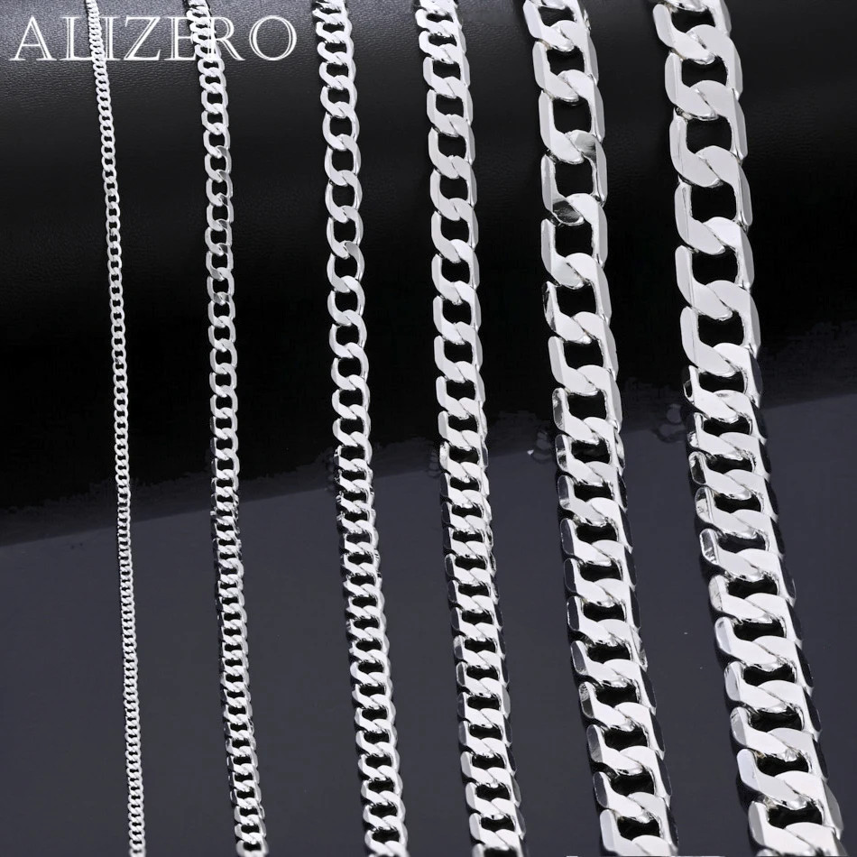 Mens 925 Sterling Silver Necklace 2/4/6/8/10/12MM 40-75cm Chain Necklace