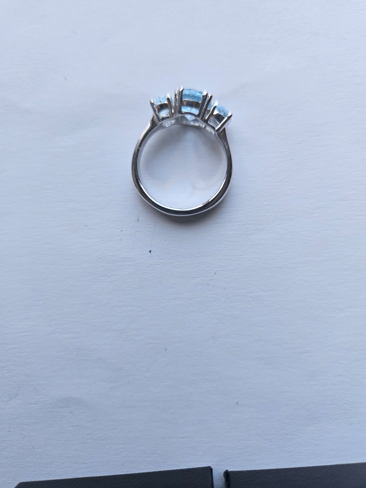 White Gold Rhodium Over Sterling Silver Topaz Size 9 (18mm Diamete Designer Ring