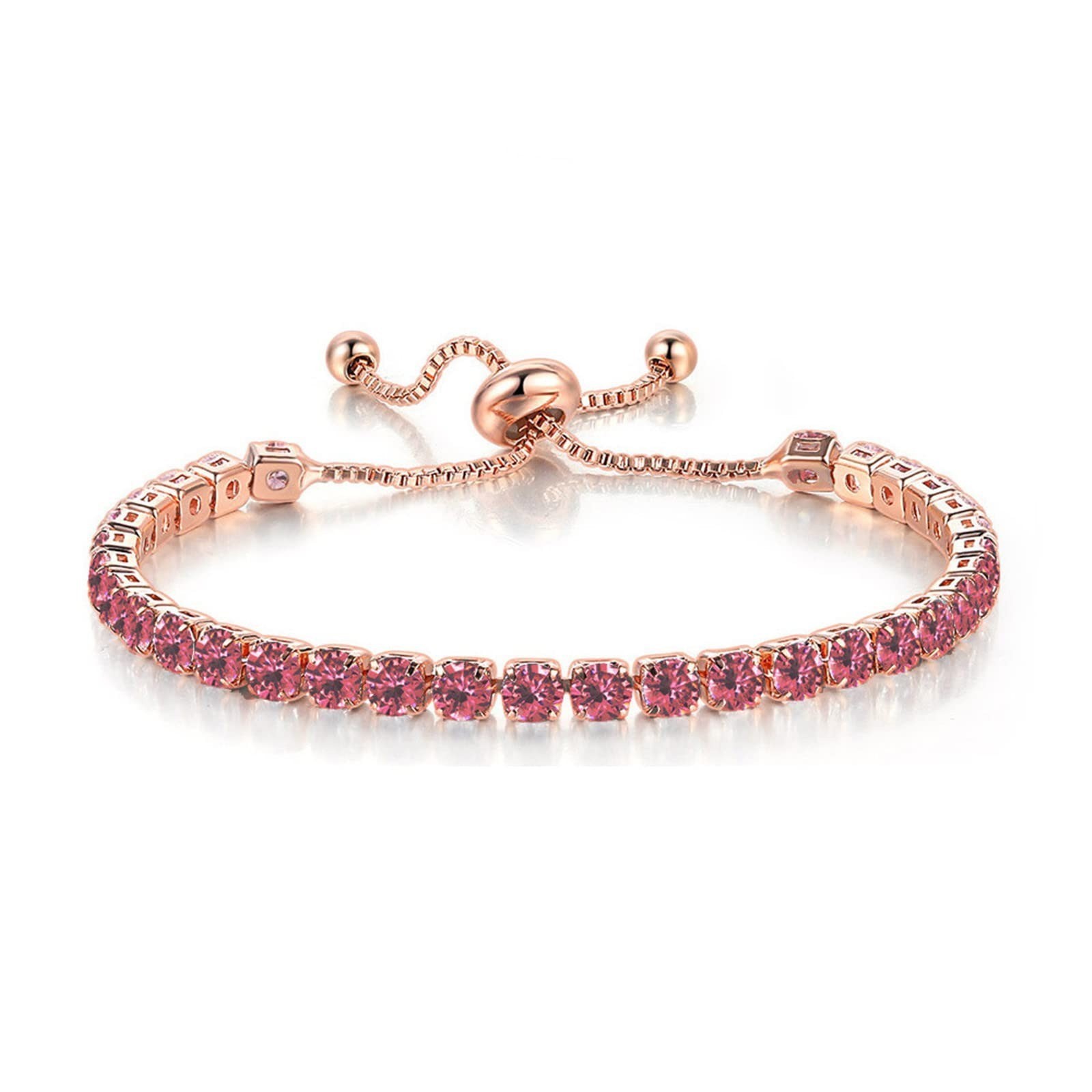 14K Gold Silver Plated Adjustable Rhinestone Beads Bracelet for Women