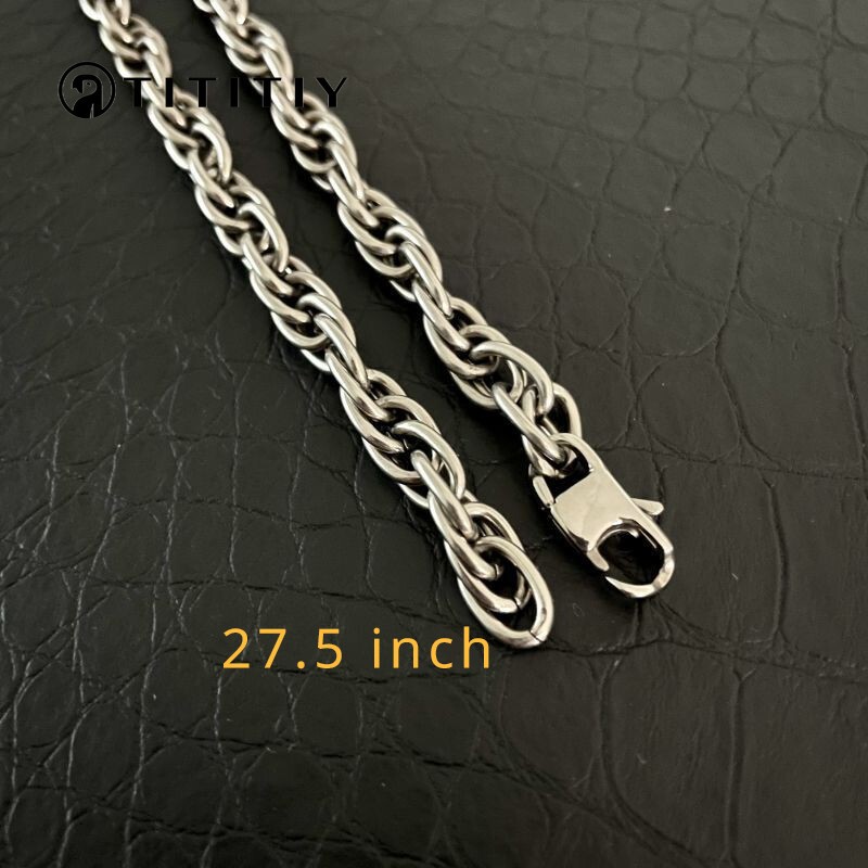 Pure Titanium Twisted Necklace Wide 7mm Anti Allergic 27.5 Inch Accessories Gift
