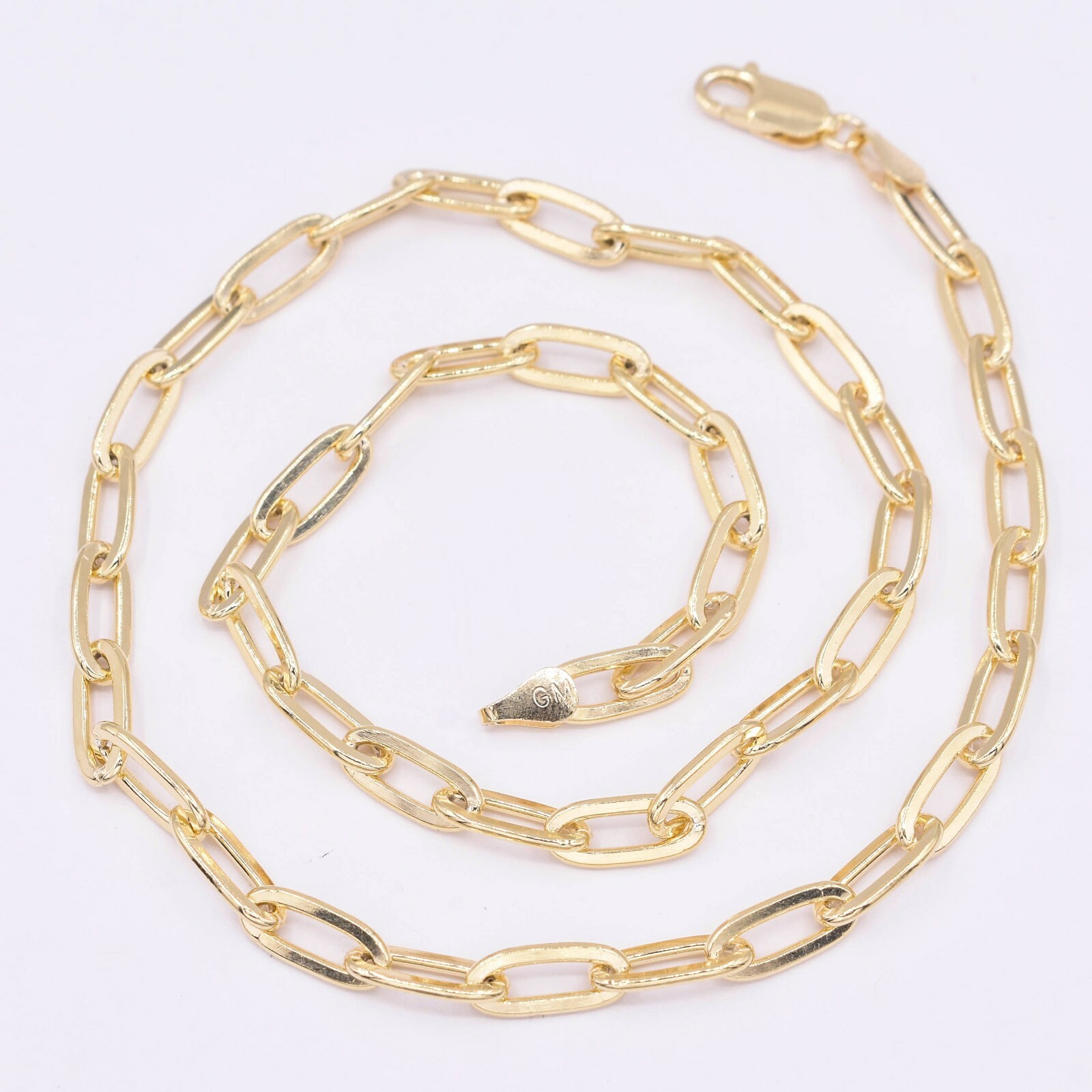 5.4mm Paperclip Chain Necklace 14K Yellow Gold-Plated Sterling Silver 925 20″