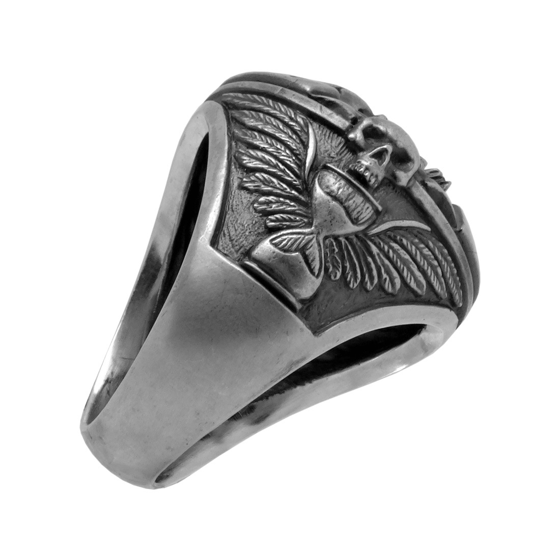 Masonic Sterling Silver 925 Skull over Book Memento Mori Men’s Ring US Sizes