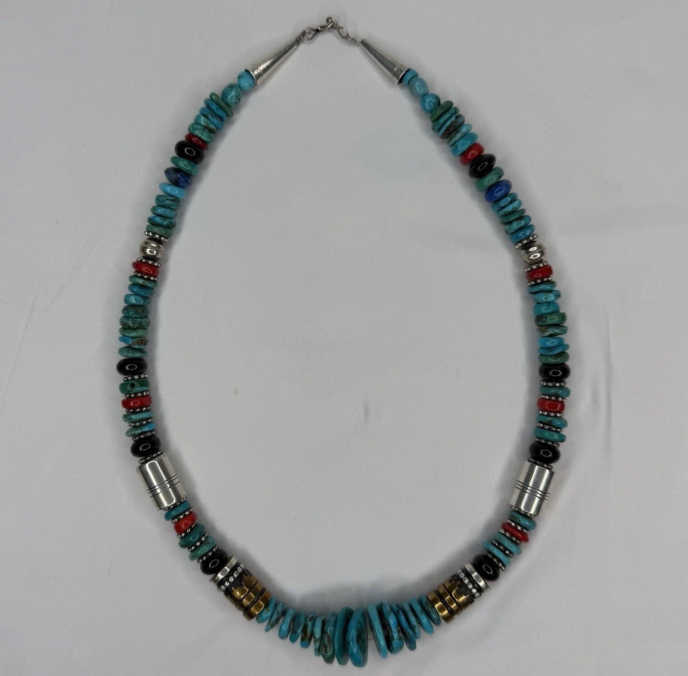 Unmarked Tommy Singer Turquoise Beaded Necklace Native American Style Blue